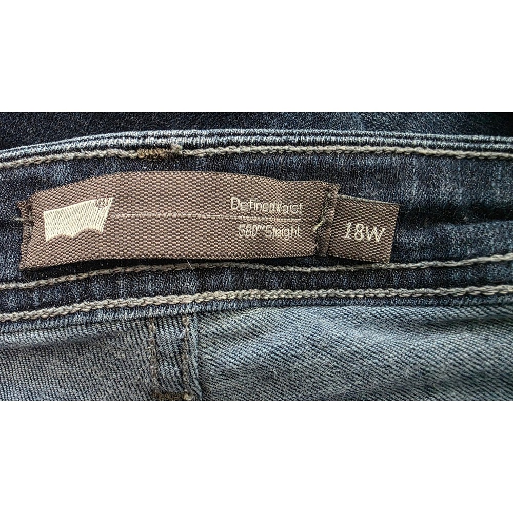 Levis 580 Defined Waist Straight Leg Jeans Women's 18W M Dark Wash - Picture 8 of 11
